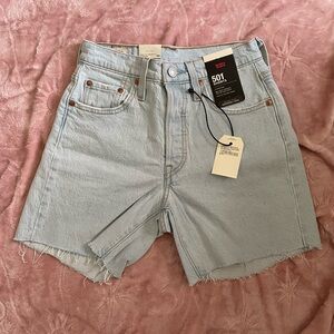 Levi's Light Blue 501 Cutoff Denim Shorts